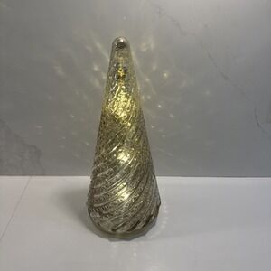 Light Up Christmas Tree Decor Glass Battery Operated 12.5 In Holiday Christmas